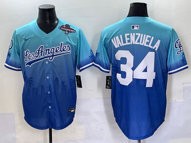 Men 2025 Los Angeles Dodgers 34 Valenzuela Blue Nike MLB Jersey Daoqite style 6